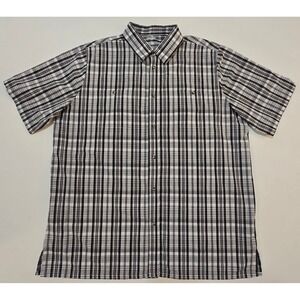 King Size Mens 2XL Tall Plaid Short Sleeve Button Up Shirt Casual Cotton Blend